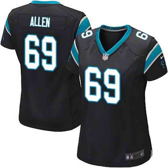 Nike Panthers #69 Jared Allen Black Team Color Women Stitched NFL Jersey
